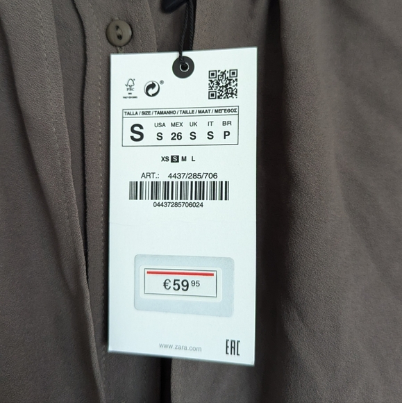 Zara Button Up Dress Olive Green Size Small - Picture 4 of 4